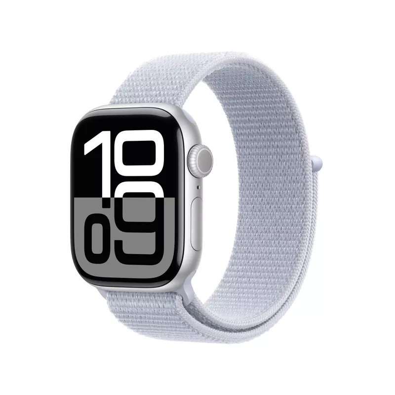 Apple Watch Series 10 (GPS) 42mm Aluminum Case with Blue Cloud Sport Loop - Silver