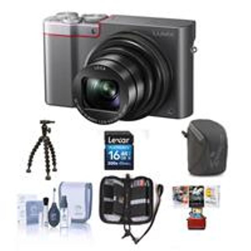 Panasonic Lumix DMC-ZS100 Digital Camera, 20.1MP, Silver - Bundle with 16GB Class 10 SDHC Card, Camera Case, Cleaning Kit, Memory...