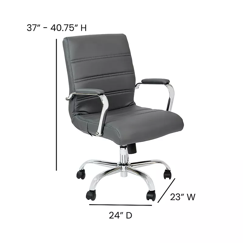 Alamont Home - Whitney Mid-Back Modern Leather/Faux Leather Executive Swivel Office Chair - Gray LeatherSoft/Chrome Frame