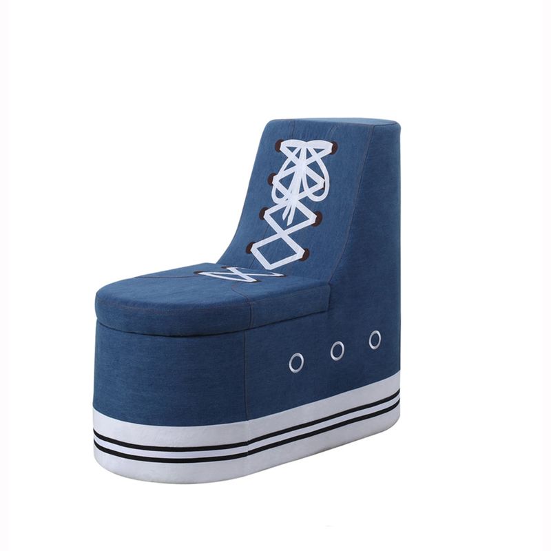 Denim Sneaker Shoe Storage Ottoman - Blue