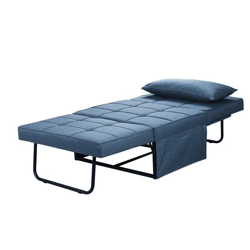 Zenova 4-1 Adjustable Sofa Sleeper with Ottoman - dark grey