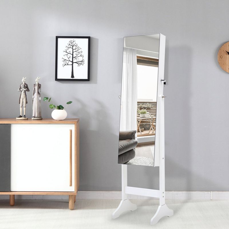 Fashion Simple Jewelry Storage Mirror Cabinet With LED Lights - Antique Gray