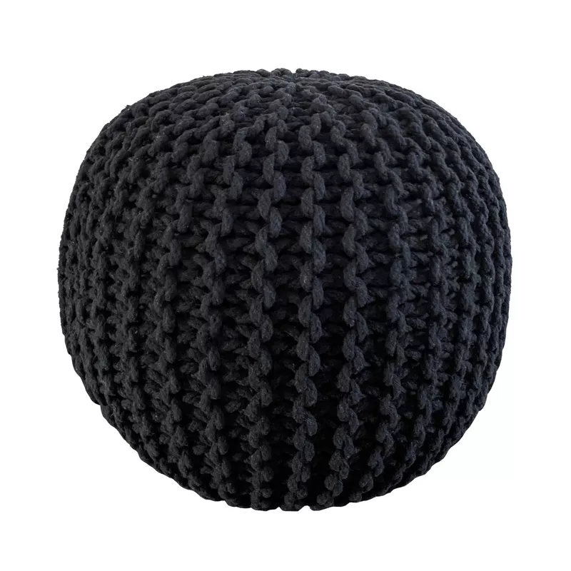 Noori Home Weston Handmade Knitted Cotton Pouf - Charcoal