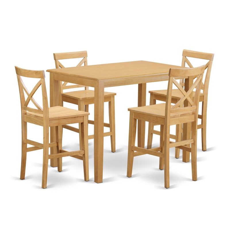 Natural Solid Wood 5-piece Counter Height Dining Set - Microfiber