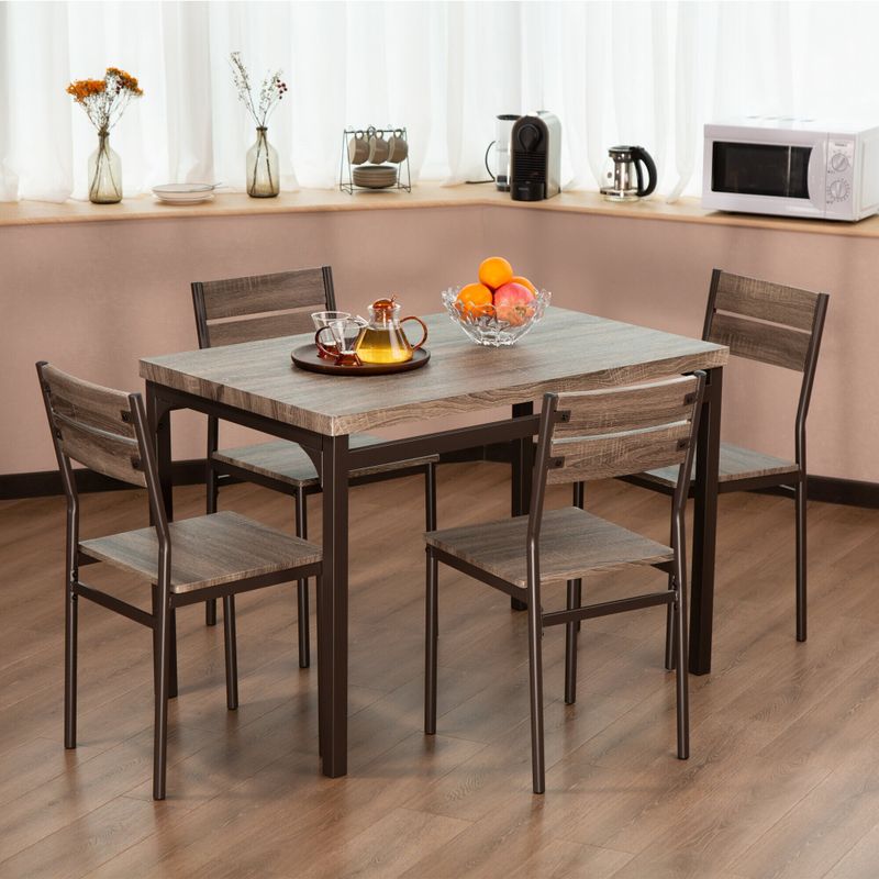 Zenvida 5 Piece Dining Set Rustic Grey Kitchen Table Set - Rustic Grey