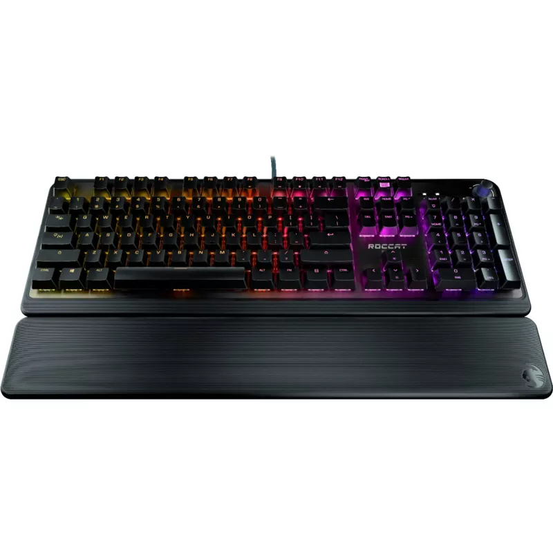 ROCCAT - Pyro Full-size Wired Mechanical Linear Switch Gaming Keyboard with RGB, Brushed Aluminum Top, and Detachable Palm Rest - Black