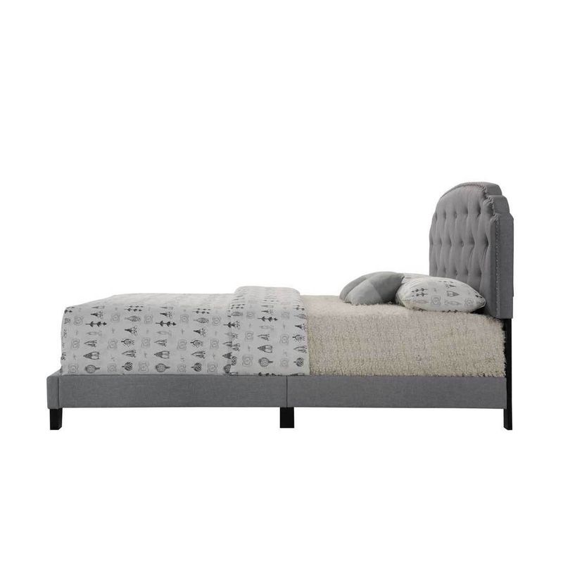 Acme Furniture Tradilla Grey Fabric Queen Bed - Queen Bed, Gray Fabric, 83" x 64" x 50"H