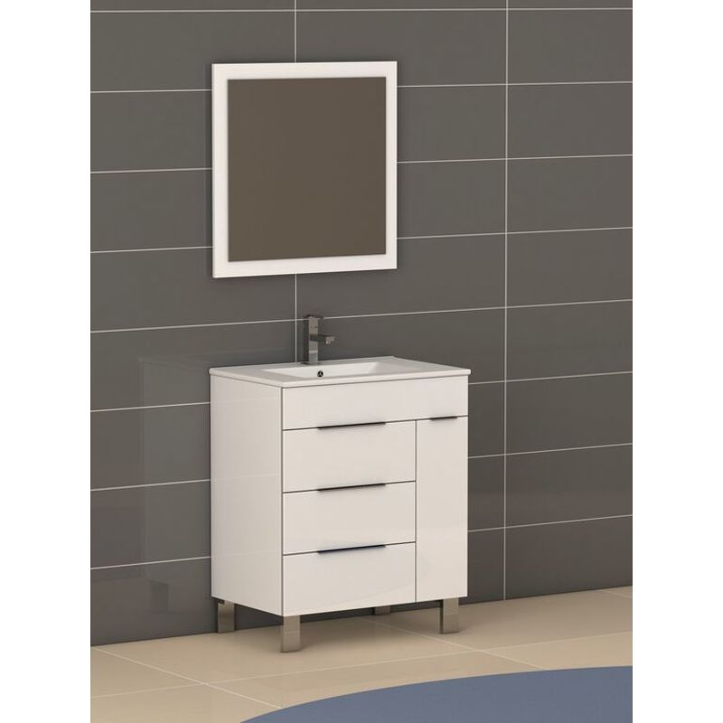 Eviva Geminis White 28-inch Modern Bathroom Vanity With White Integrated Porcelain Sink