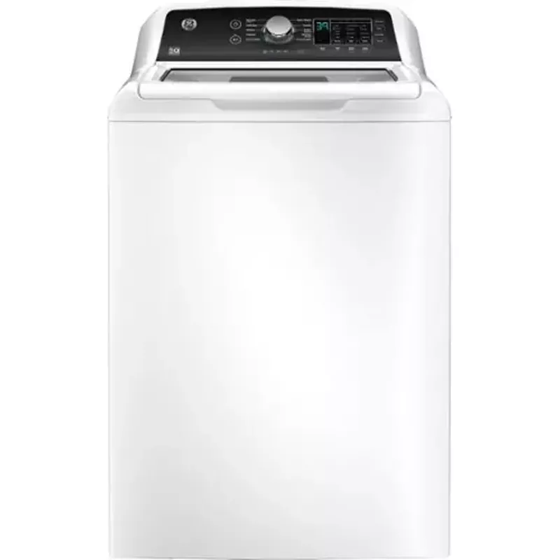 GE - 4.5 cu ft Top Load Washer with Water Level Control, Deep Fill, Quick Wash, and Glass Lid - White on White
