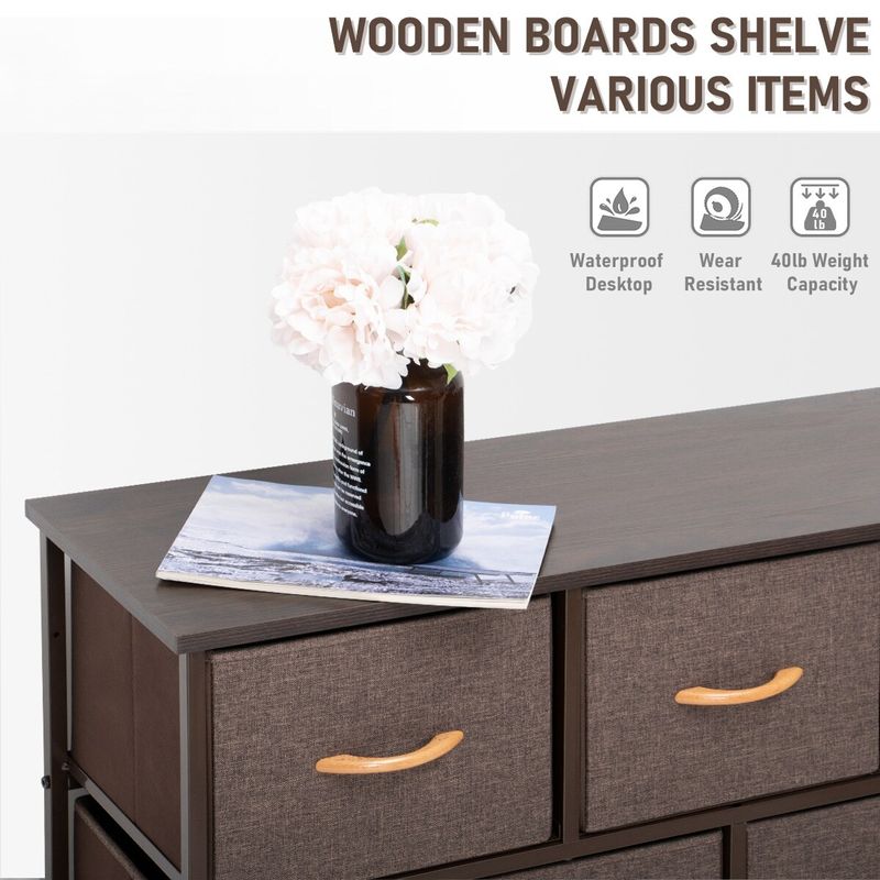 VredHom Extra Wide 9 Drawers Fabric Dresser Storage Organizer - Brown - 9-drawer