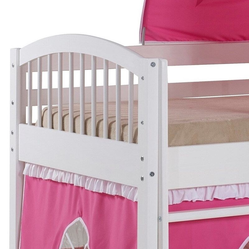 Alaterre Addison Junior Solid Wood Loft Tent Bed - White/Pink
