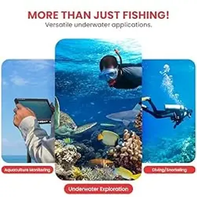 7" Portable LCD Monitor Underwater Fishing Camera, 1000TVL Camera with 12pcs Infrared Lights, Equipped with Carrying Case Black