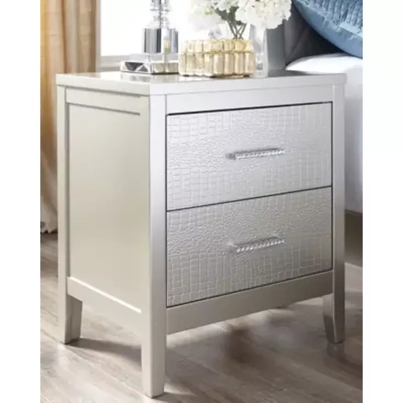 Silver Olivet Two Drawer Night Stand