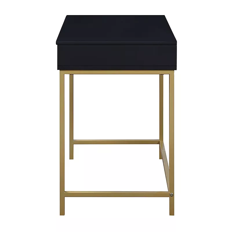 OSP Home Furnishings - Modern Life Desk in Finish With Gold Metal Legs - Black