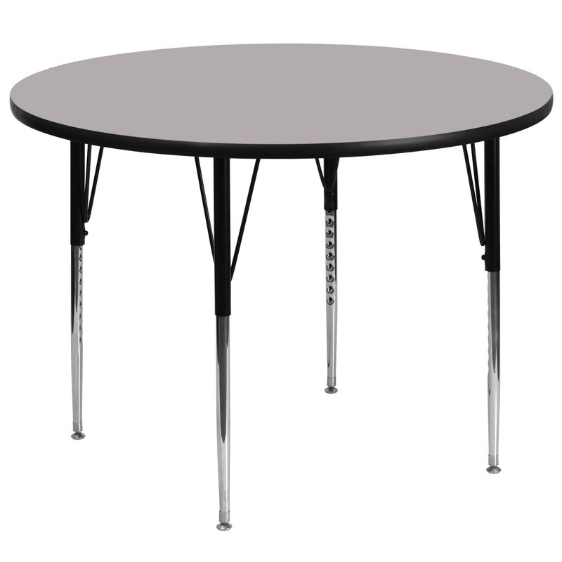 60'' Round Thermal Laminate Activity Table - Adjustable Legs - Gray