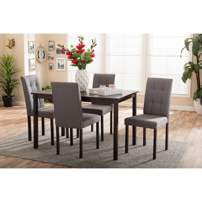 Porch & Den Devin Contemporary 5-piece Grey Fabric Upholstered Grid-tufting Dining Set - Dining Set-Grey