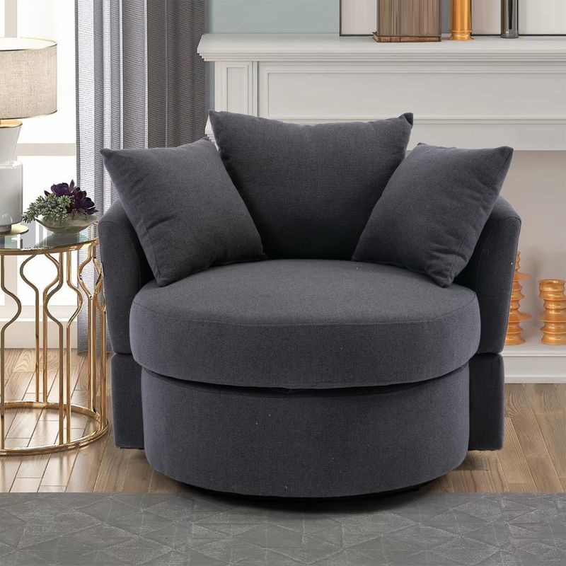 Modern Linen Swivel Accent Chair Bucket Chair - Beige