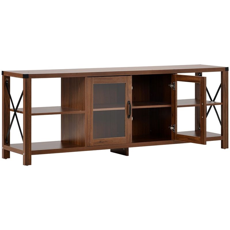 Farmhouse Storage Cabinet Entertainment Center for TVs up to 75Inches - Brown