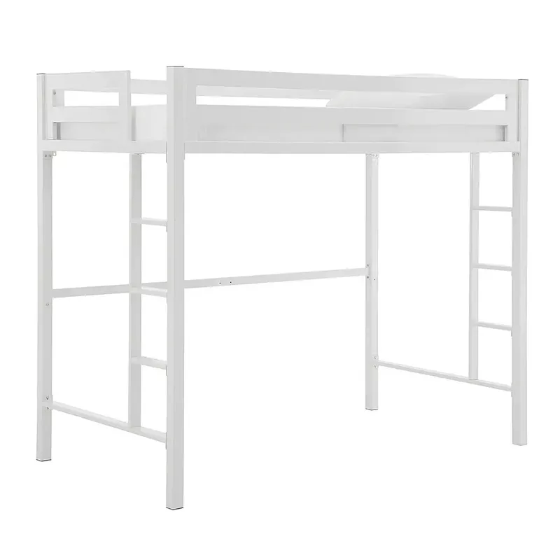 Walker Edison - Premium Deluxe Twin Metal Loft Bed - White