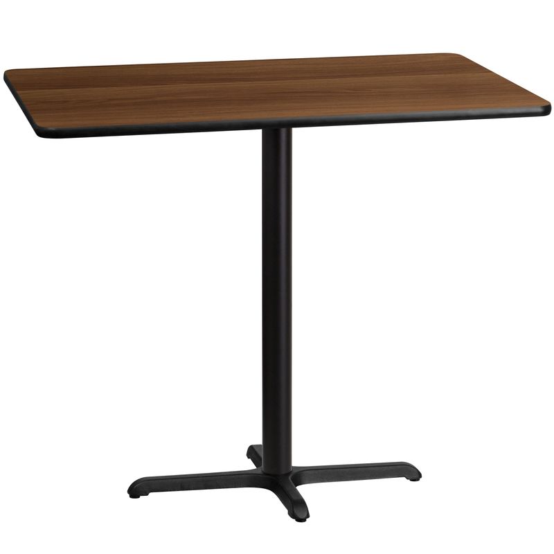 30'' x 48'' Rectangular Table Top with 23.5'' x 29.5'' Bar Height Table Base - 30"W x 48"D x 43.125"H - Black