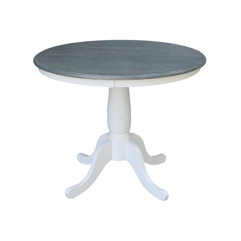 36" Round Top Pedestal Table With 2 X-Back Chairs - Set of 3 Pieces - White/Heather Gray