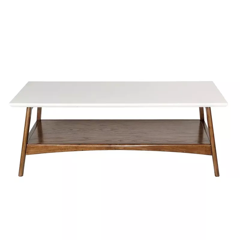 Chandler Pecan Wood Base and White Top Coffee Table