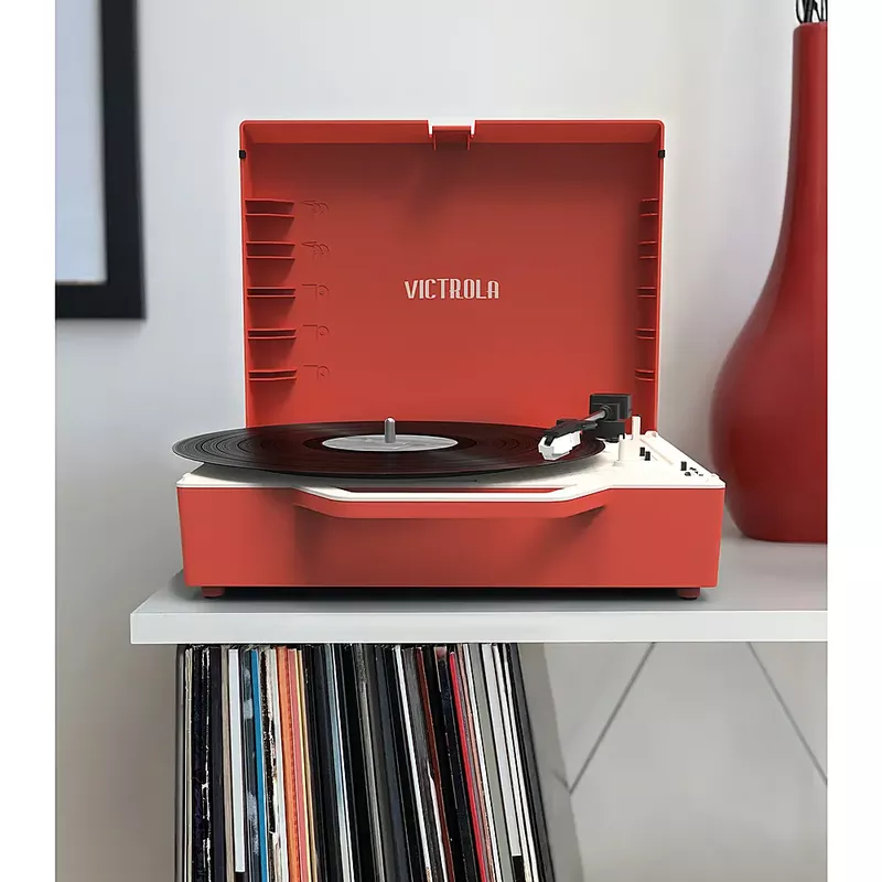Victrola - Re-Spin Sustainable Bluetooth Suitcase Record Player - Poinsettia Red