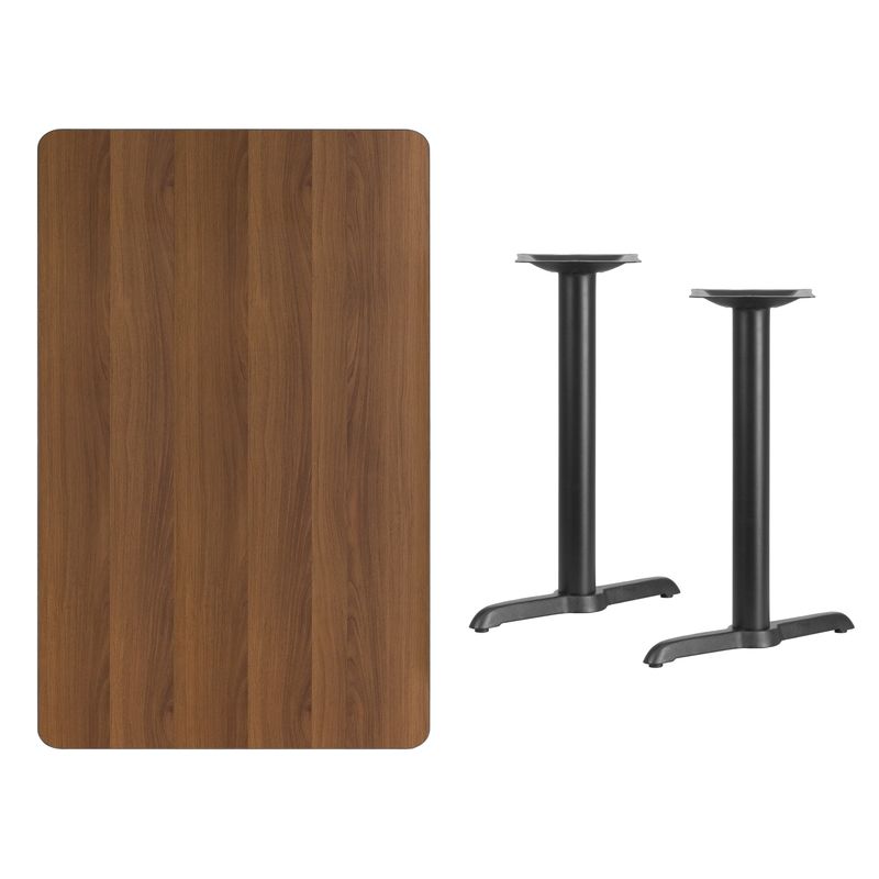 30'' x 48'' Rectangular Laminate Table Top with 5'' x 22'' Table Height Bases - Walnut