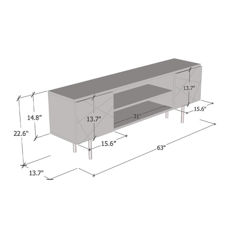 London EF 63" TV Stand - Gray/White