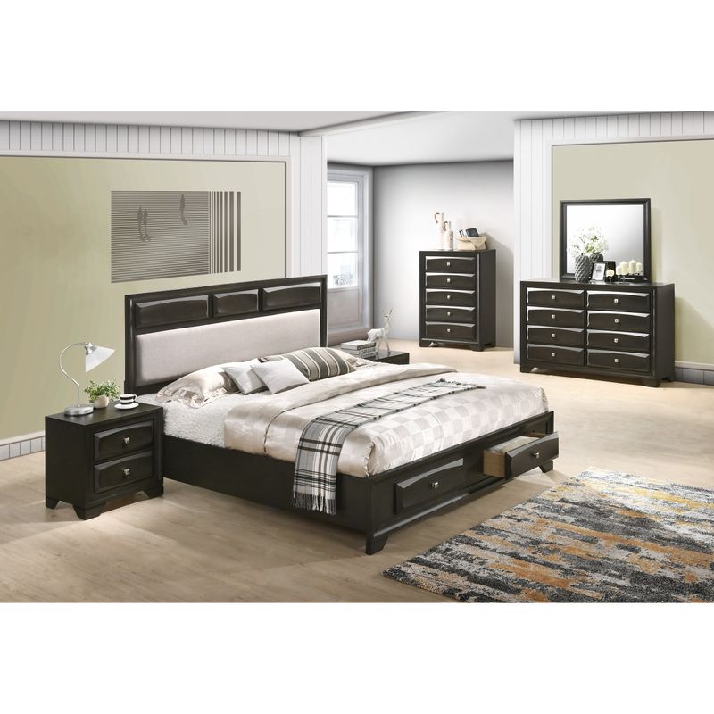 Roundhill Furniture Oakland Antique Gray Finish Wood 6-PC Queen Size Bedroom Set - Grey - Queen - 6 Piece