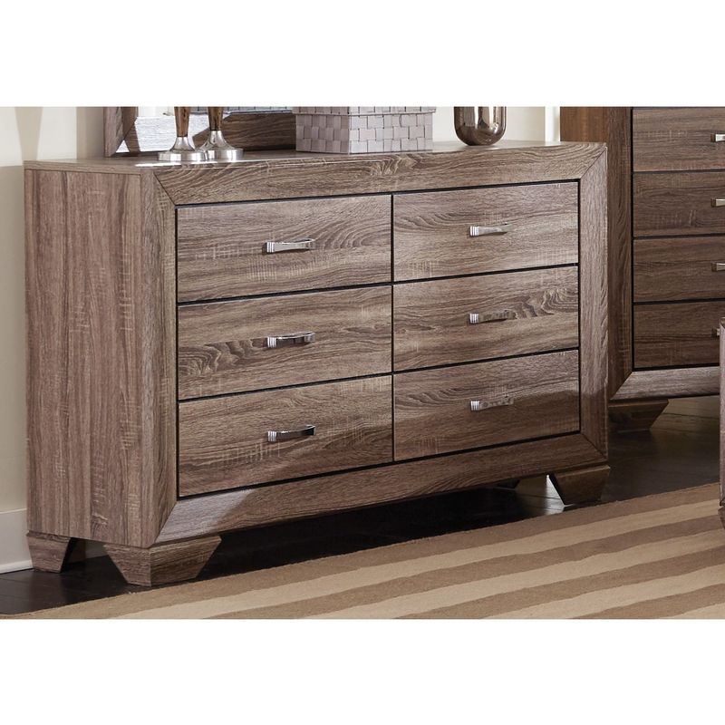 6-Drawer Dresser, Washed Taupe - Taupe - Transitional - Wood - Includes Hardware - Light Wood - Veneer - Dresser - 35 to 44 in - Washed -...