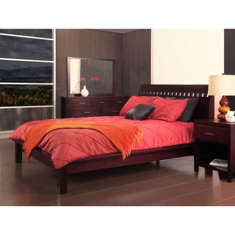 Square Cutout Platform Bed in Espresso - King