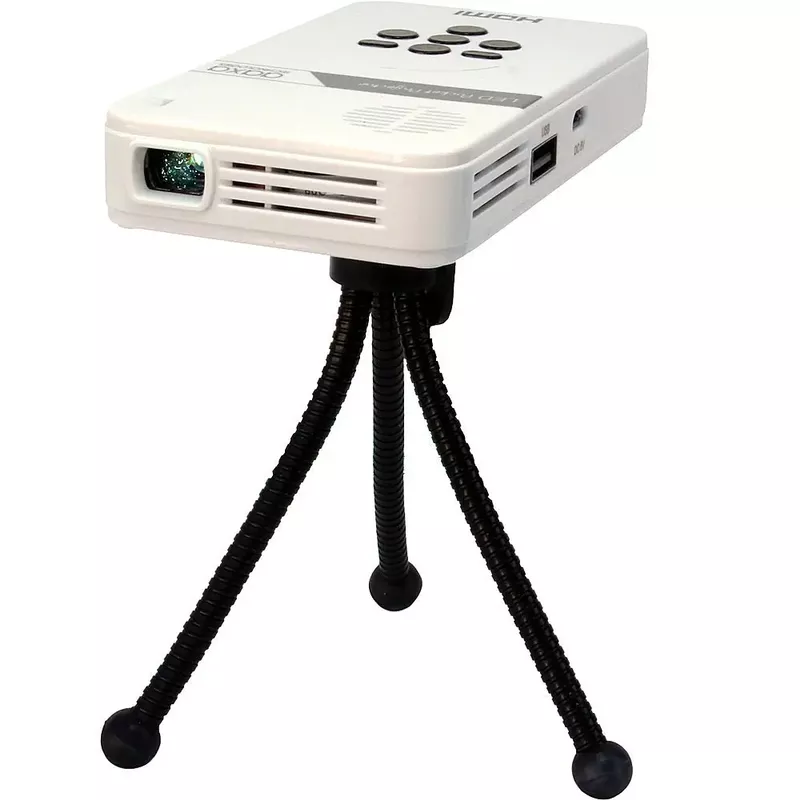 AAXA - Ultra-Portable LED Pico Projector with 100 Minute Li-ion Battery, Native 720P HD Resolution, & Built-in Media Player - White