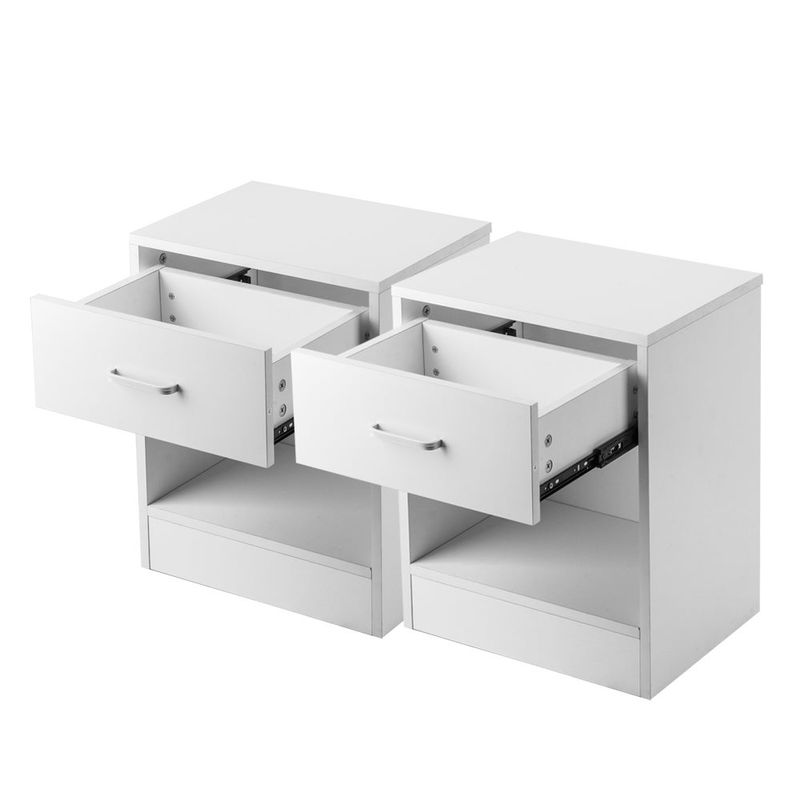 Modern White Night Stands with Drawer (set of 2 ) - White - 1-drawer