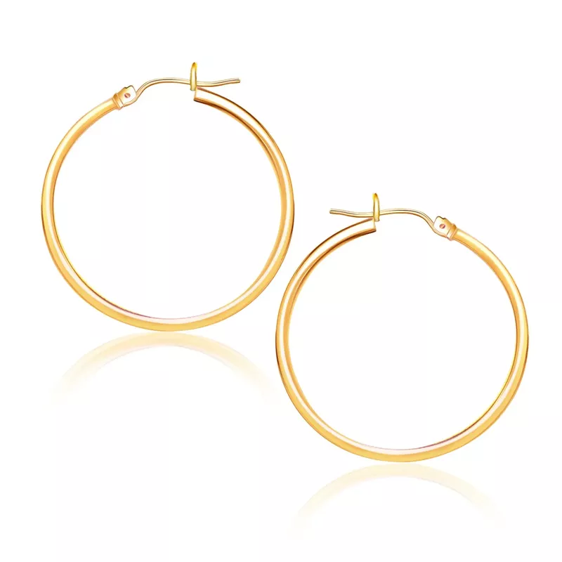 14k Yellow Gold Polished Hoop Earrings (25 mm)