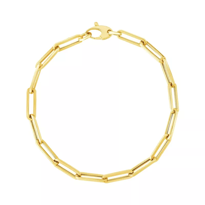 14K Yellow Gold Bold Paperclip Chain Bracelet (7.5 Inch)