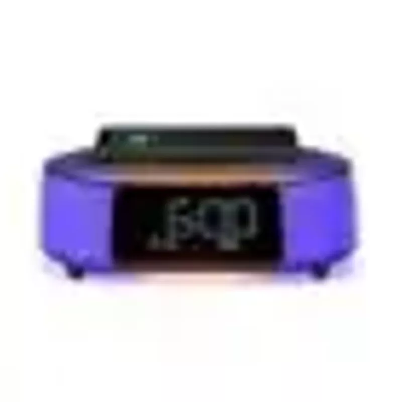 iHome - TimeBoost Glow - Color Changing Bluetooth Alarm Clock Speaker System with Qi Wireless Fast Charging and USB Charging - Black