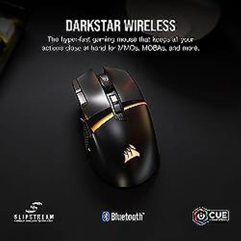 Corsair DARKSTAR RGB Wireless Gaming Mouse for MMO, MOBA - 26,000 DPI - 15 Programmable Buttons - Up to 80hrs Battery - iCUE Compatible -...