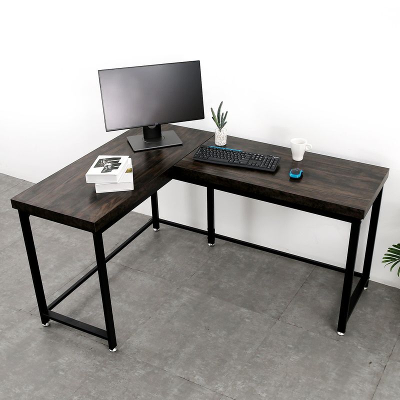 Mcombo Home Office Desks Modern Gaming Desk Corner Desk Industrial L-shaped Desk - Black