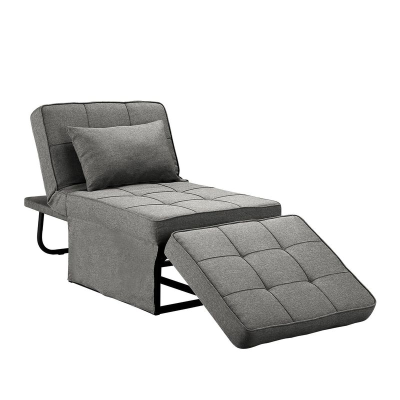 Ainfox Convertible Chair/ Ottoman Single Sofa Chair Reclining - Small Size - DarkGrey