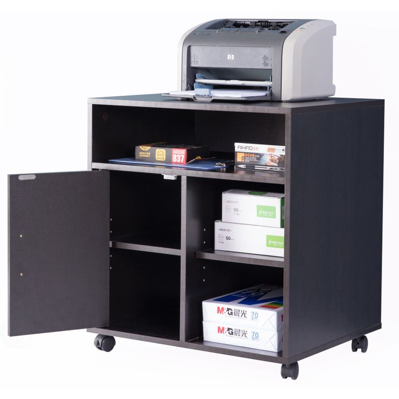 Printer Kitchen Office Storage Stand With Casters - Black