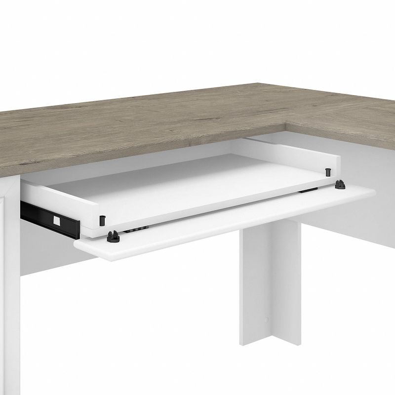 Fairview 60W L Shaped Desk with Drawers and Cabinet by Bush Furniture - Shiplap Gray/Pure White