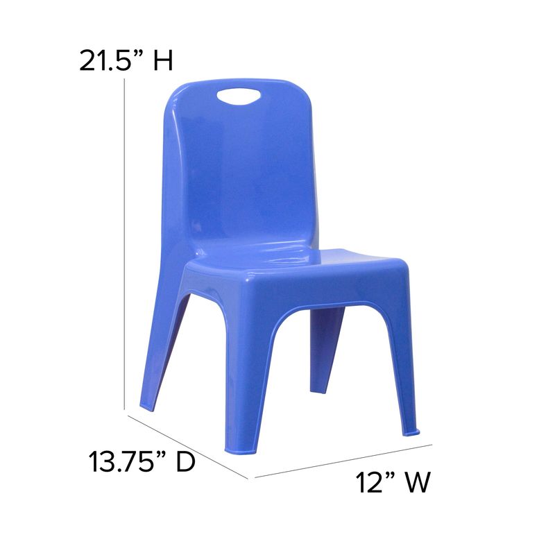 2 Pack Plastic Stackable School Chair with Carrying Handle and 11"H Seat - Green