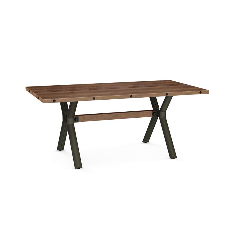 Amisco Laredo Metal Table with 38 x 72 Distressed Solid Birch Top - Harley Metal & Shady Wood