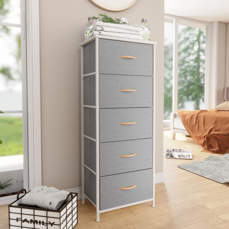 Pellebant 5 Drawers Vertical Storage Tower Organizer - Beige - 5-drawer