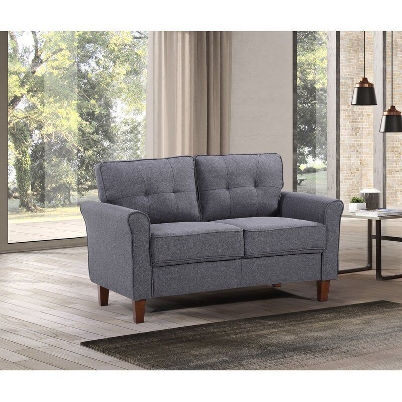 Kouchouk  54.5'' Linen Flared Arm Loveseat - Drak Grey