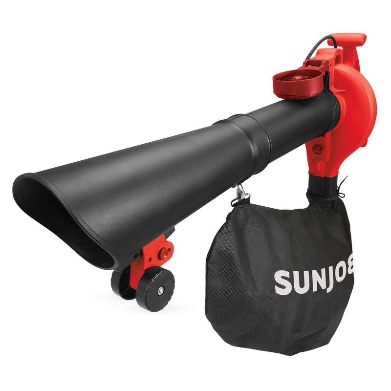Sun Joe SBJ606E-GA-RED 4-in-1 Electric Blower | 250 MPH | 14 Amp | Vacuum | Mulcher | Gutter Cleaner (Red)