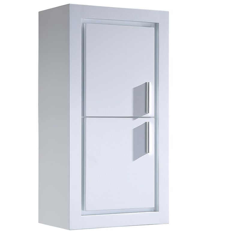 Fresca Allier White Bathroom Linen Side Cabinet with 2 Doors - Fresca Allier White Bathroom Linen Side Cabinet
