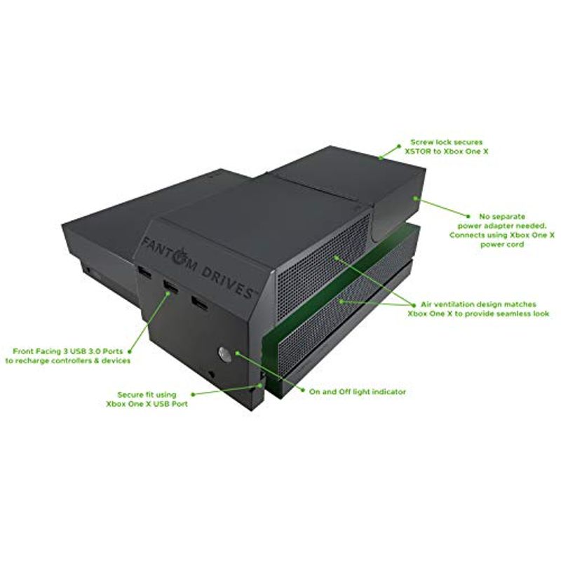 Fantom Drives 6TB Xbox One X Hard Drive - XSTOR - Easy Attachment Design for Seamless Look with 3 USB Ports