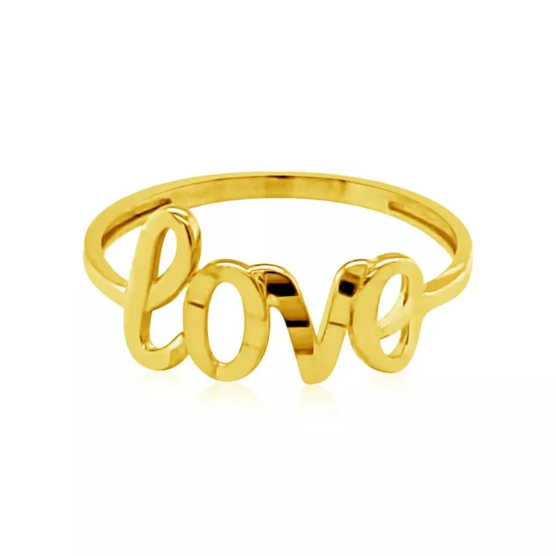 14k Yellow Gold Ring with Love (Size 7)